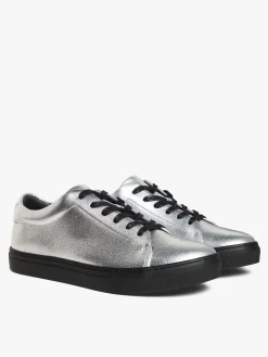 Baptiste Silver-coloured Leather Sneakers<agnès b. Shop