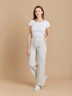 Beige Cotton Striped Amelyn Pants<agnès b. Cheap
