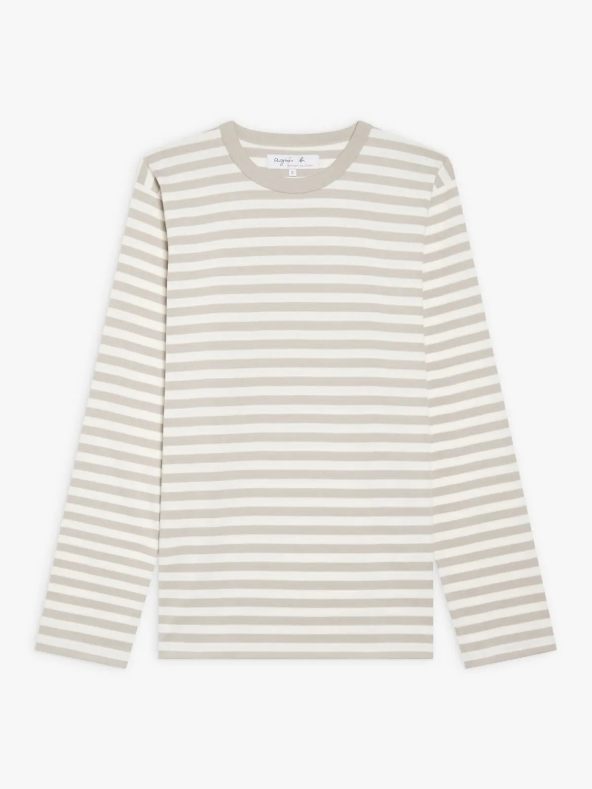 Beige Cotton Striped Mark T-shirt<agnès b. Best
