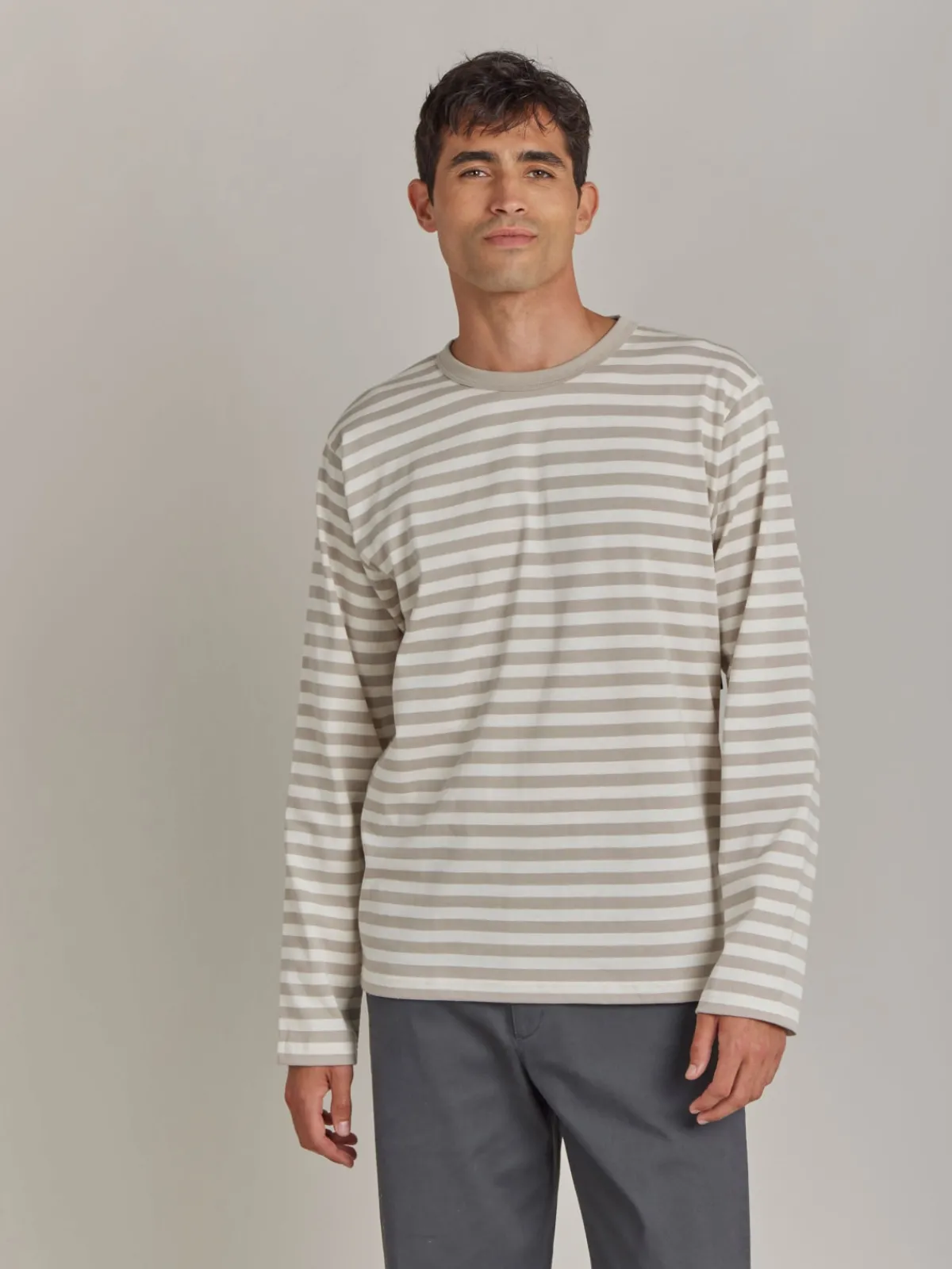 Beige Cotton Striped Mark T-shirt<agnès b. Best