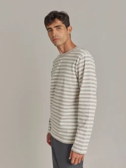 Beige Cotton Striped Mark T-shirt<agnès b. Best
