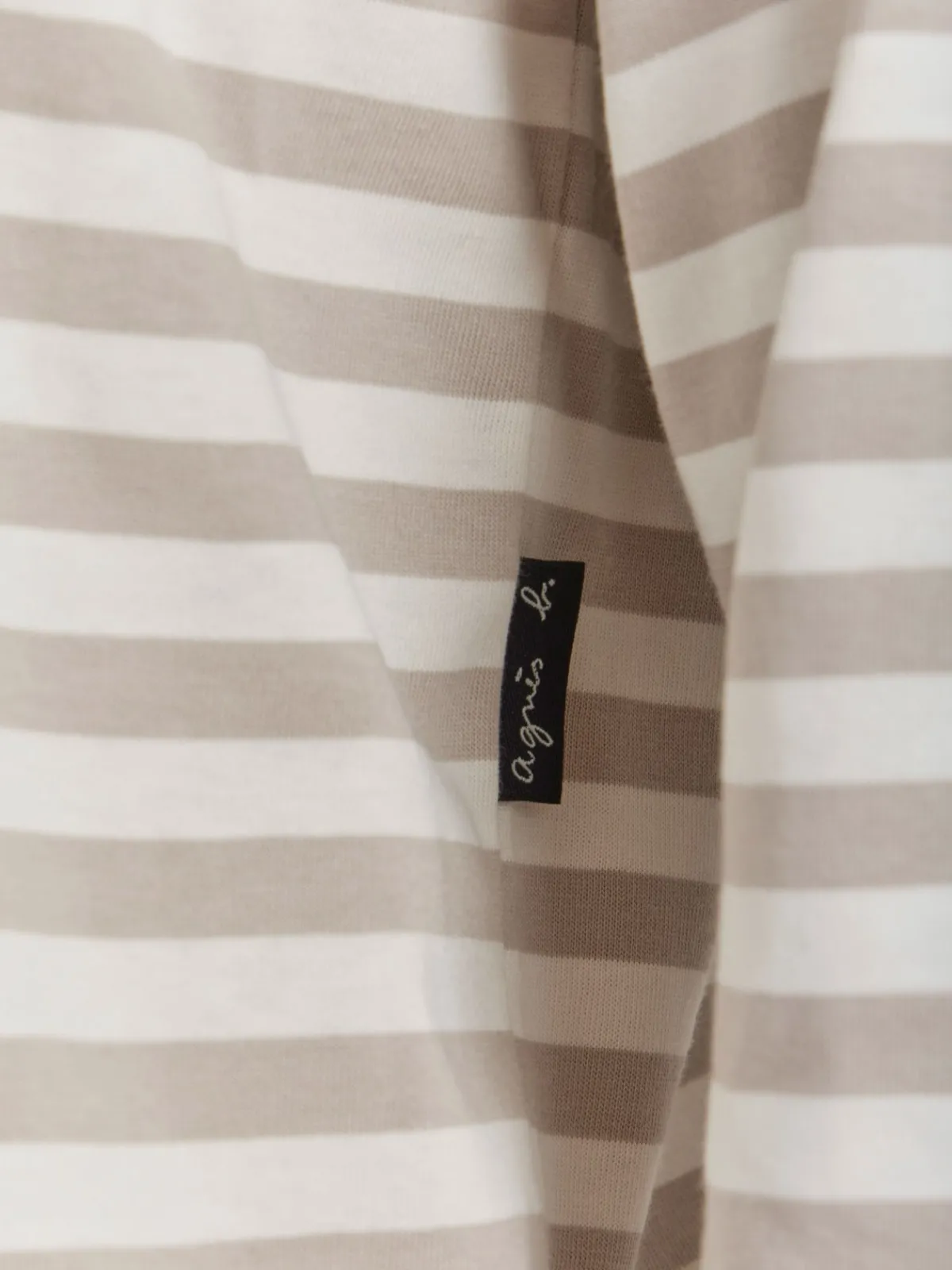 Beige Cotton Striped Mark T-shirt<agnès b. Best