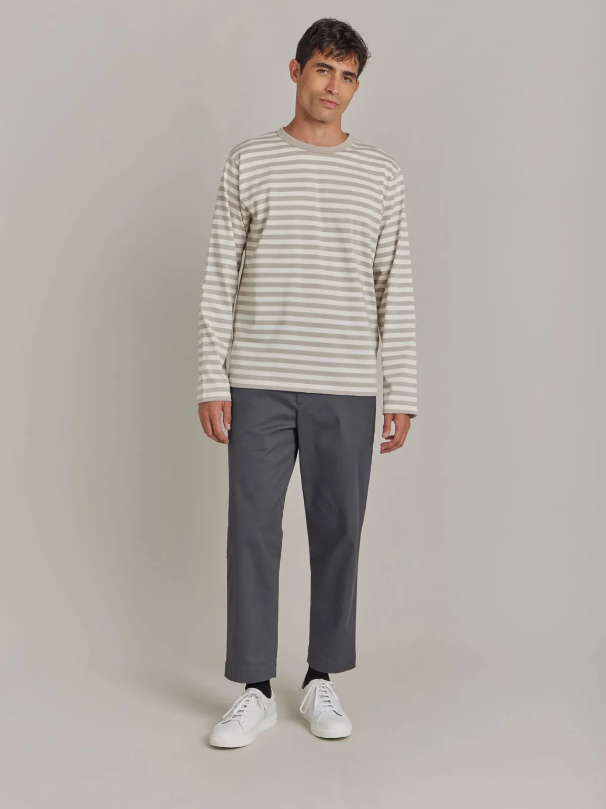 Beige Cotton Striped Mark T-shirt<agnès b. Best