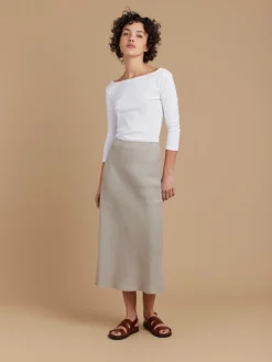 Beige Linen Long Tulipe Skirt<agnès b. Sale