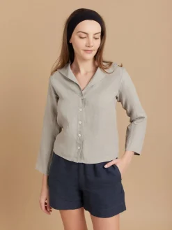 Beige Linen 3/4-sleeve Shirt<agnès b. Flash Sale