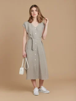 Beige Linen Tie-belt Dress<agnès b. Best Sale