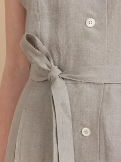 Beige Linen Tie-belt Dress<agnès b. Best Sale