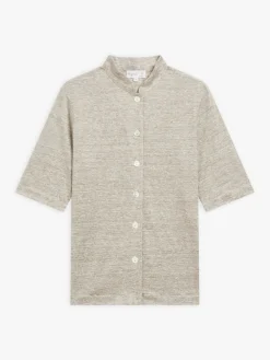 Beige Linen Violaine Striped Shirt<agnès b. Shop