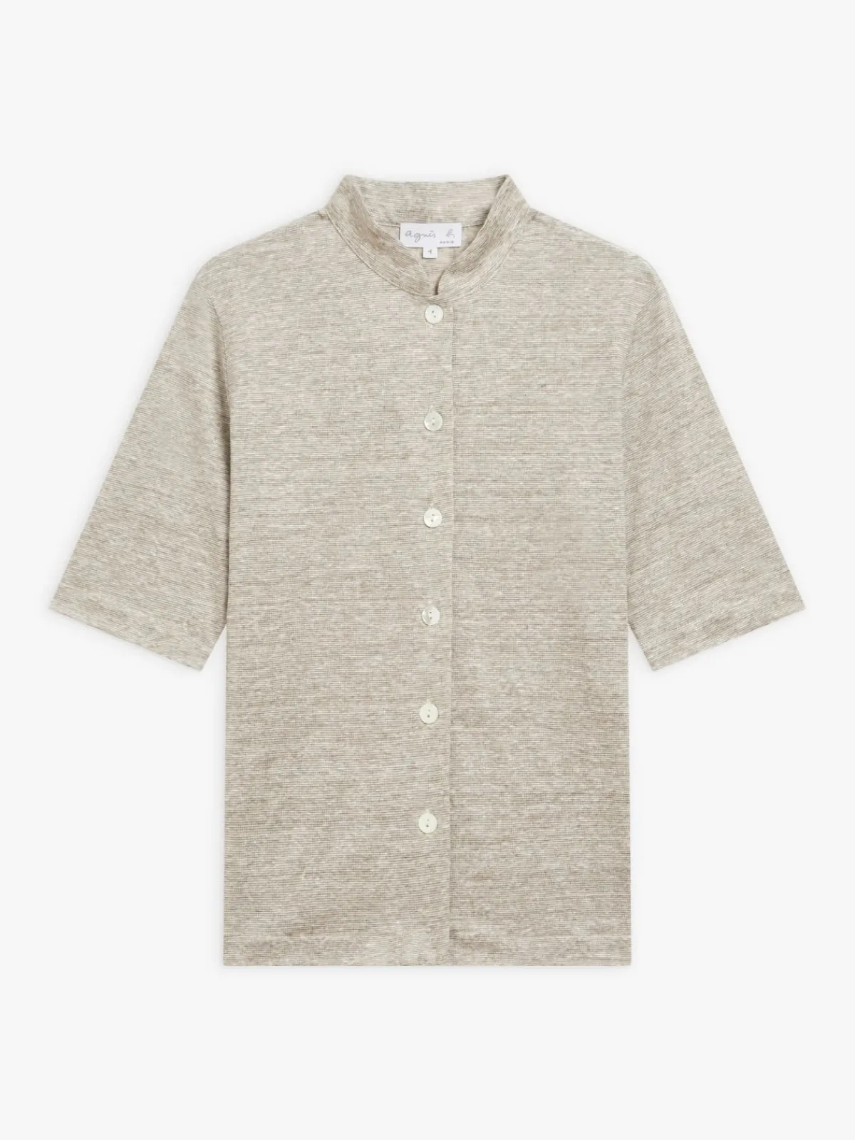 Beige Linen Violaine Striped Shirt<agnès b. Shop