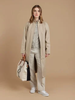 Beige Linen Violaine Striped Shirt<agnès b. Shop