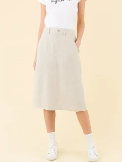 Beige Long 100% Linen Skirt<agnès b. Flash Sale
