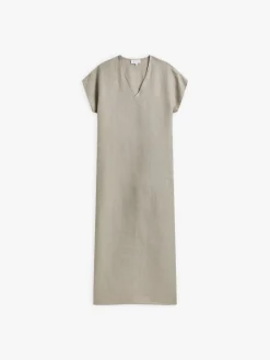 Beige Natural Linen V-neckline Maroc Dress<agnès b. Hot