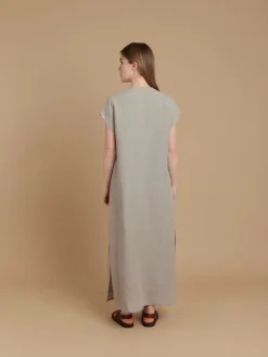 Beige Natural Linen V-neckline Maroc Dress<agnès b. Hot