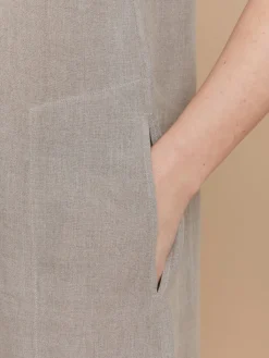 Beige Natural Linen V-neckline Maroc Dress<agnès b. Hot