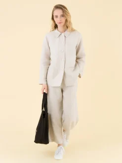 Beige New Moulin Linen Trousers<agnès b. Best