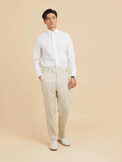 Beige Perfect Pants In 100% Linen<agnès b. Shop