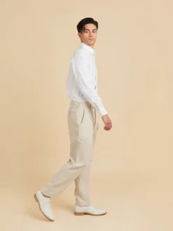 Beige Perfect Pants In 100% Linen<agnès b. Shop