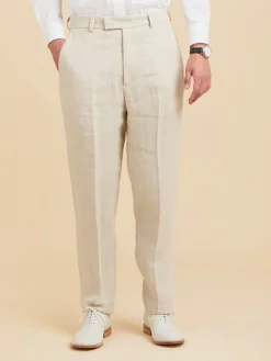 Beige Perfect Pants In 100% Linen<agnès b. Shop