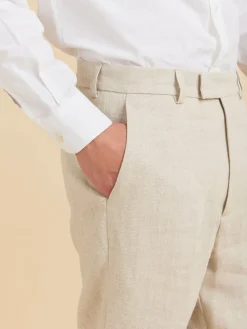 Beige Perfect Pants In 100% Linen<agnès b. Shop