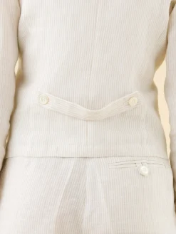 Beige Striped Unlined Linen Jacket<agnès b. New