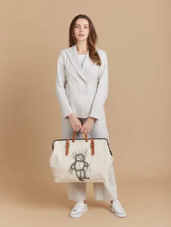 Beige Woven Cotton Striped Double-breasted Jacket<agnès b. Best Sale