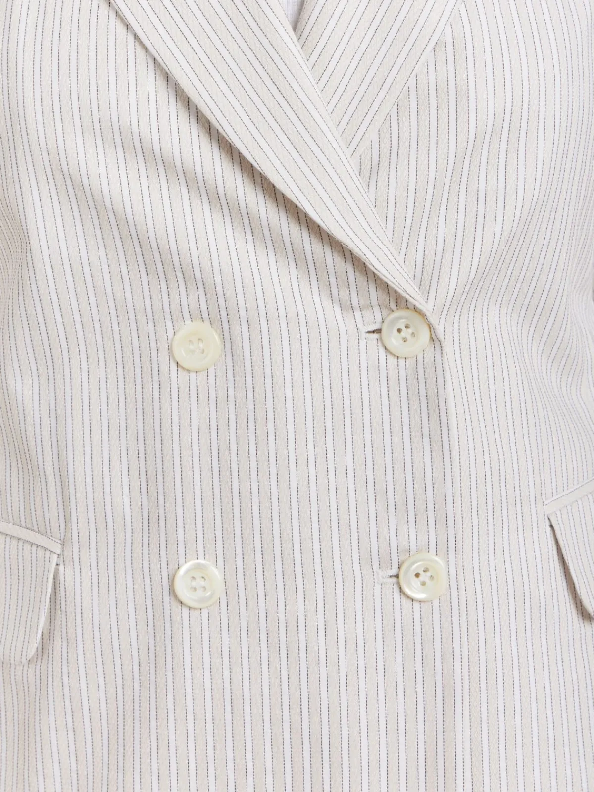 Beige Woven Cotton Striped Double-breasted Jacket<agnès b. Best Sale