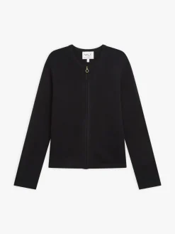 Black 100% Cashmere Zip Cardigan<agnès b. New