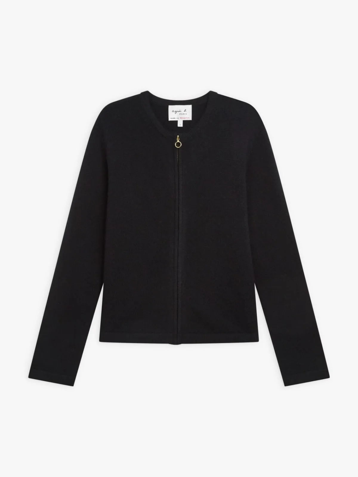 Black 100% Cashmere Zip Cardigan<agnès b. New