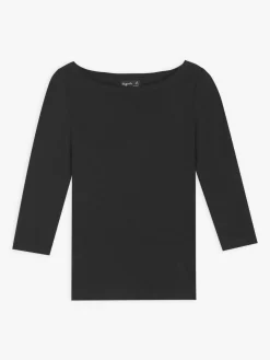Black 3/4 Sleeve Cotton Léopard T-shirt<agnès b. Discount