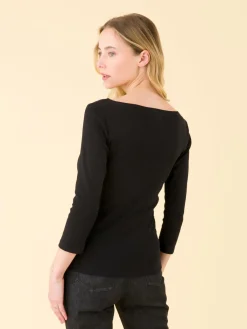 Black 3/4 Sleeve Cotton Léopard T-shirt<agnès b. Discount