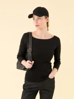 Black 3/4 Sleeve Cotton Léopard T-shirt<agnès b. Discount
