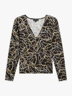 Black Abstract Print Kita Top<agnès b. Cheap