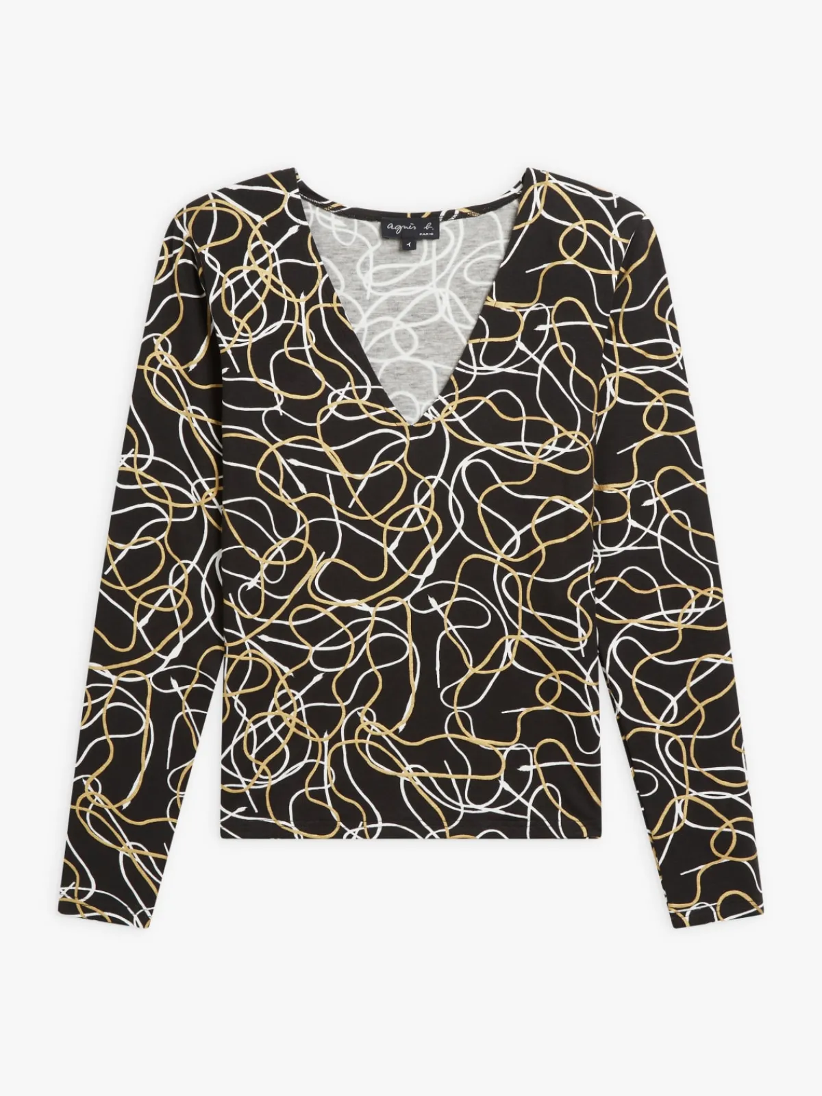 Black Abstract Print Kita Top<agnès b. Cheap