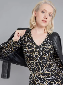 Black Abstract Print Kita Dress<agnès b. New