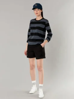 Black And Gray Cotton Cool Wide Stripes T-shirt<agnès b. Hot