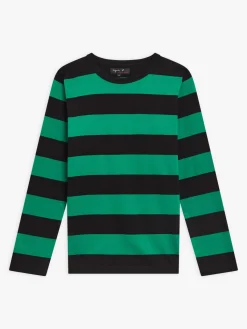 Black And Green Cotton Cool Wide Stripes T-shirt<agnès b. Flash Sale