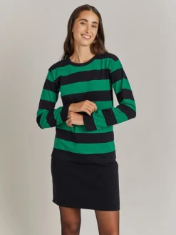 Black And Green Cotton Cool Wide Stripes T-shirt<agnès b. Flash Sale