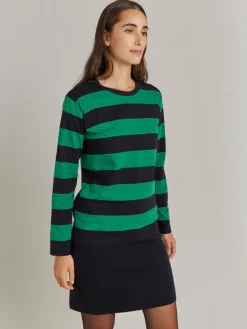 Black And Green Cotton Cool Wide Stripes T-shirt<agnès b. Flash Sale