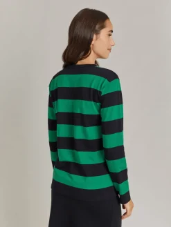 Black And Green Cotton Cool Wide Stripes T-shirt<agnès b. Flash Sale