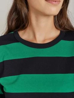 Black And Green Cotton Cool Wide Stripes T-shirt<agnès b. Flash Sale