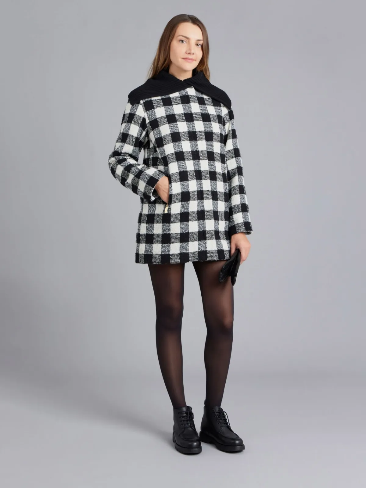 Black And White Checked Mini Coat<agnès b. Fashion