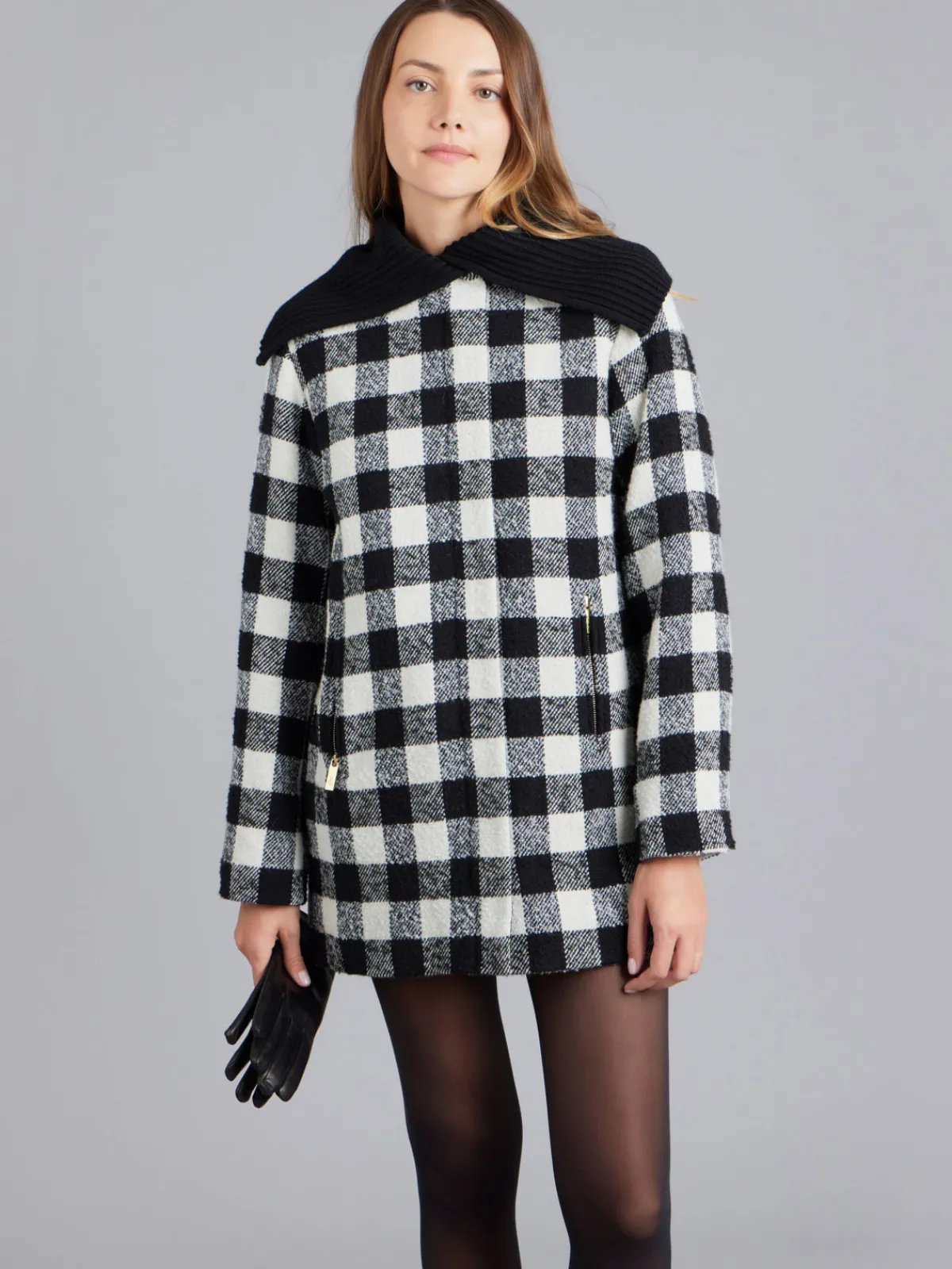 Black And White Checked Mini Coat<agnès b. Fashion