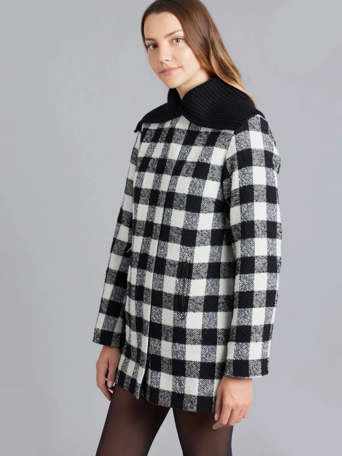 Black And White Checked Mini Coat<agnès b. Fashion