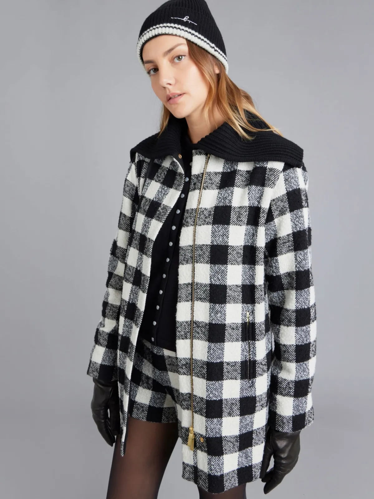 Black And White Checked Mini Coat<agnès b. Fashion