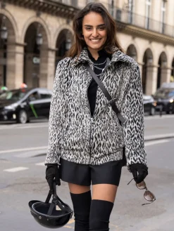 Black And White Leopard Faux Fur Jacket<agnès b. Outlet