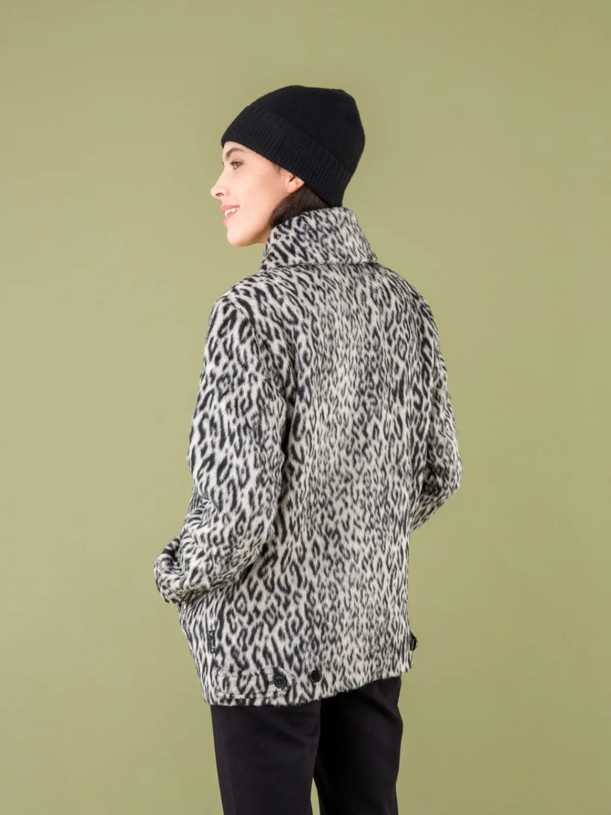 Black And White Leopard Faux Fur Jacket<agnès b. Outlet