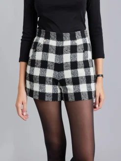 Black And White Plaid Wool Shorts<agnès b. Discount