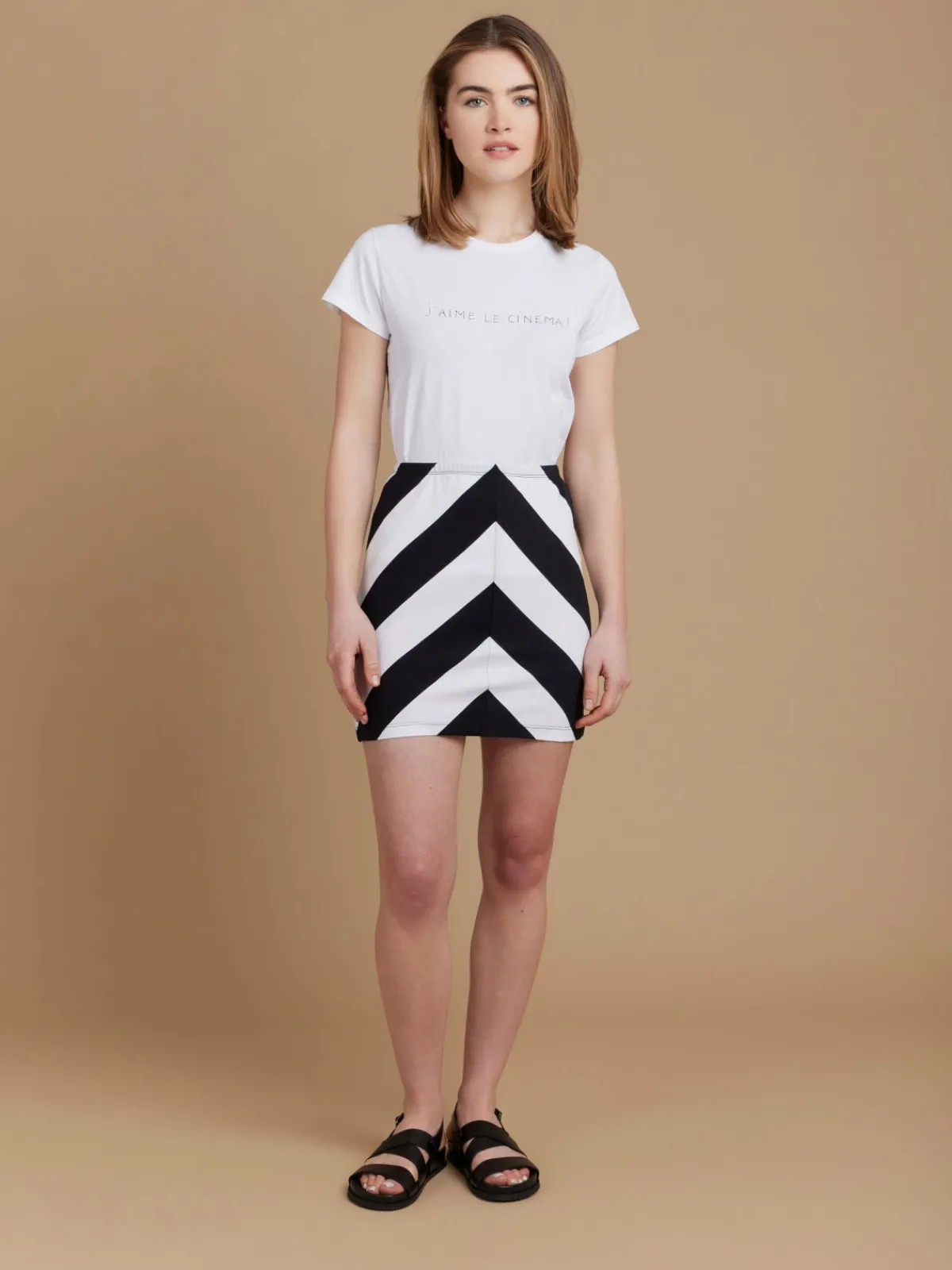 Black And White Striped Graphique Mini Skirt<agnès b. Sale
