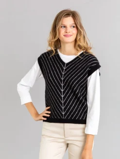 Black And White Striped Mohair Diag Sweater<agnès b. Sale