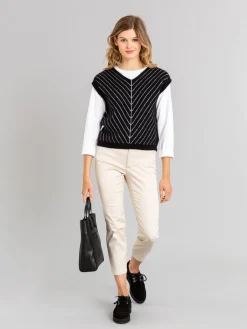 Black And White Striped Mohair Diag Sweater<agnès b. Sale